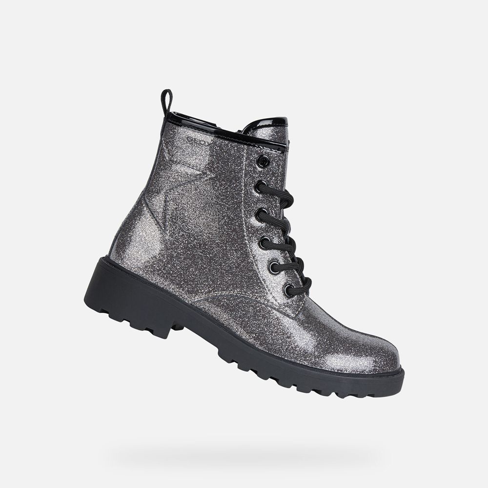 Botas Geox Menina Prateadas Escuro - Casey - YXQOA3826